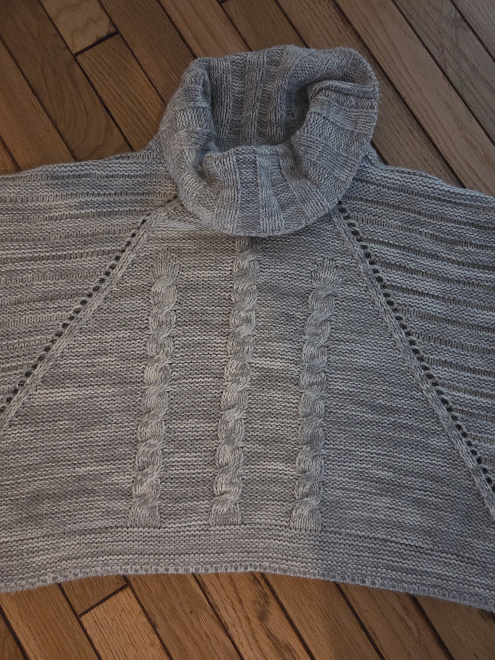 Crazy 8 Kids - Light Gray Cable Knit Turtleneck Sweater- Poncho Style